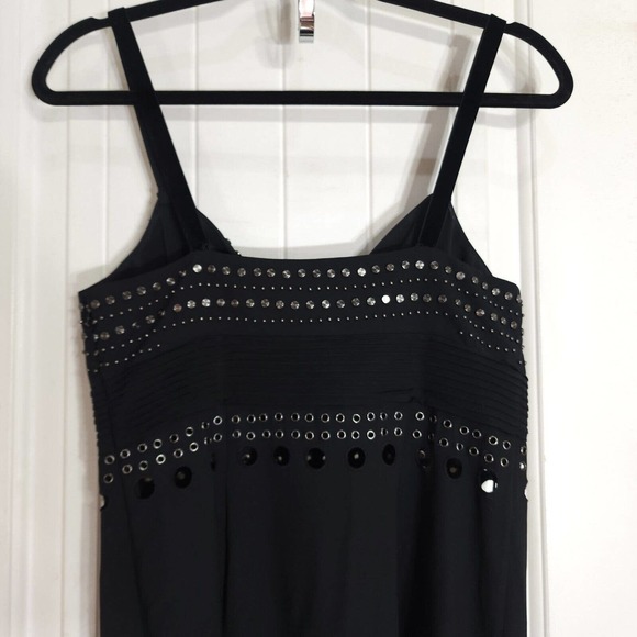 Catherine Malandrino Dress Black Wool Studded Grommet Eyelet Slip Y2K Runway 2 - Picture 9 of 12